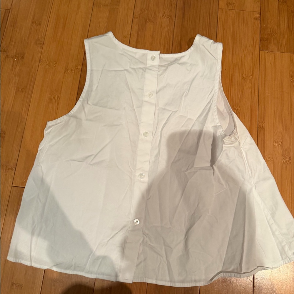Banana Republic White Sleeveless Button-Back Camisole